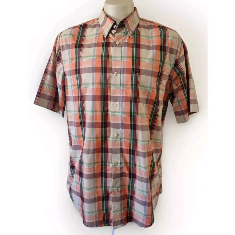 Foundry Shirt Mens Size LT Plaid Short Sleeve Button Up Pocket Collar Easy Care